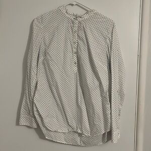 Polka dot ruffle collar shirt